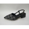 Shoes hasır görünümlü tokalı kısa topuk ayakkabı siyah