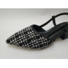 Shoes hasır görünümlü tokalı kısa topuk ayakkabı siyah
