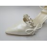 Shoes taş detaylı bilekten bağlamalı Topuklu kadın ayakkabı beyaz