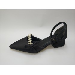 Shoes taş detaylı kısa topuk kadın ayakkabı siyah