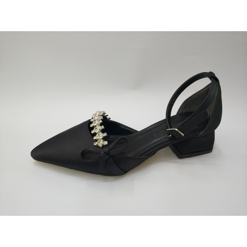 Shoes taş detaylı kısa topuk kadın ayakkabı siyah