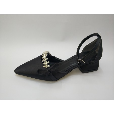 Shoes taş detaylı kısa topuk kadın ayakkabı siyah