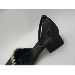 Shoes taş detaylı kısa topuk kadın ayakkabı siyah