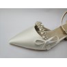 Shoes taş detaylı kısa topuk kadın ayakkabı beyaz