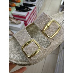 Pienn yumuşak taban Ortopedik çift tokalı kadın terlik gold