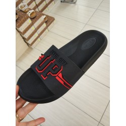 Gezer suya dayanıklı yazı detaylı erkek terlik siyah