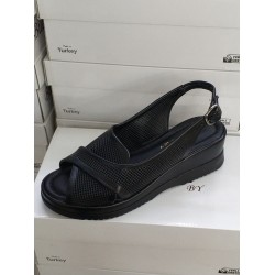 Shoes dolgu topuk kadın sandalet ayakkabı siyah