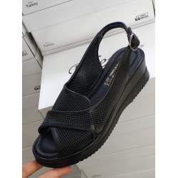Shoes dolgu topuk kadın sandalet ayakkabı siyah