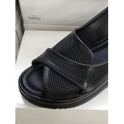 Shoes dolgu topuk kadın sandalet ayakkabı siyah