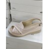 Shoes dolgu topuk kadın sandalet ayakkabı krem