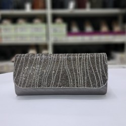 Askılı zebra taşlı portföy çanta gümüş