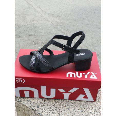 Muya Demy topuklu kadın sandalet ayakkabı siyah