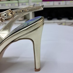 Paris taş detaylı arkası açık stiletto gold