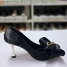 Nehir zincirli kumaş fiyonk detaylı topuklu stiletto siyah