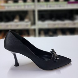 Nehir taş detaylı topuklu stiletto siyah