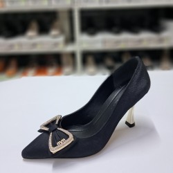 Nehir fiyonklu topuklu stiletto siyah