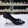 Nehir fiyonklu topuklu stiletto siyah