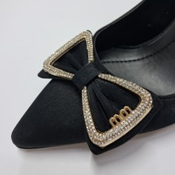 Nehir fiyonklu topuklu stiletto siyah