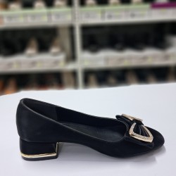 Nehir fiyonklu mini topuklu ayakkabı siyah