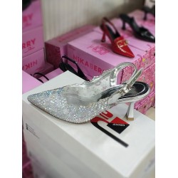 Paris çiçek taş detaylı Topuklu ayakkabı gümüş