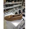 Gold toka detaylı pofuduk kadın patik kahve j