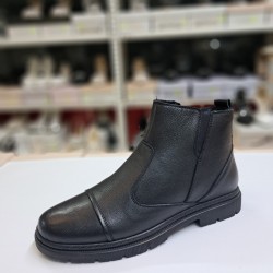 Desimen kauçuk tabanlı deri erkek bot siyah