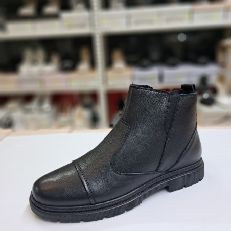Desimen kauçuk tabanlı deri erkek bot siyah