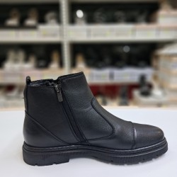 Desimen kauçuk tabanlı deri erkek bot siyah