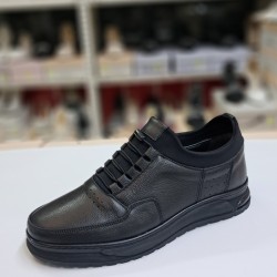 Gmz kauçuk tabanlı deri erkek ayakkabı siyah