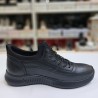 Gmz kauçuk yüksek tabanlı deri erkek ayakkabı siyah