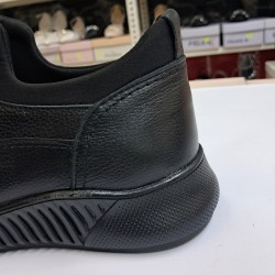 Gmz kauçuk yüksek tabanlı deri erkek ayakkabı siyah