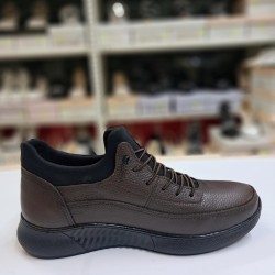 Gmz kauçuk yüksek tabanlı deri erkek ayakkabı kahve