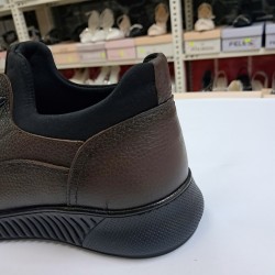 Gmz kauçuk yüksek tabanlı deri erkek ayakkabı kahve