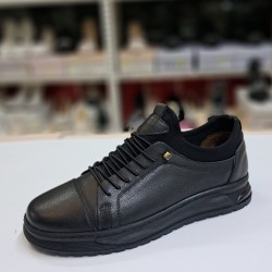 Gmz kauçuk tabanlı deri erkek ayakkabı siyah