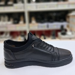 Gmz kauçuk tabanlı deri erkek ayakkabı siyah