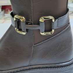 Kemer detaylı fermuarlı kadın çizme kahverengi