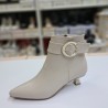 BONO shoes kemer detaylı minik topuk kadın topuklu bot krem