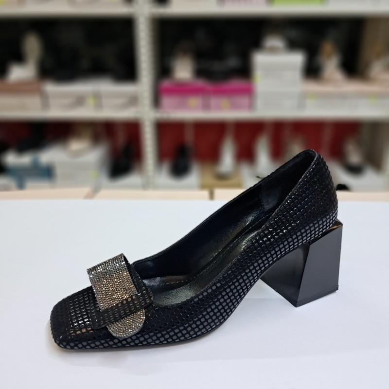 Paris süet kemer detaylı kadın topuklu ayakkabı siyah