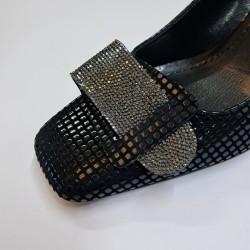 Paris süet kemer detaylı kadın topuklu ayakkabı siyah