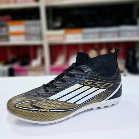 Sportaç çoraplı erkek halısaha ayakkabı siyah-gold