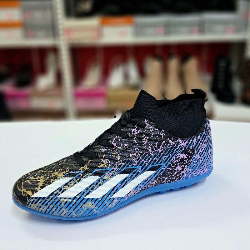 Sportaç çoraplı erkek halısaha ayakkabı siyah-mavi