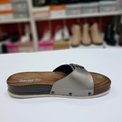 Parmi kemer detaylı taşlı kadın terlik füme