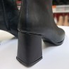 Tarhan suni kürk detaylı kare burun kadın topuklu bot siyah