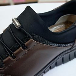 Ayak trendi ortopedik deri kauçuk taban kadın ayakkabı kahverengi