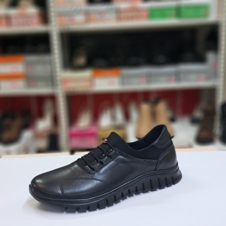 Ayak trendi ortopedik deri kauçuk taban kadın ayakkabı siyah