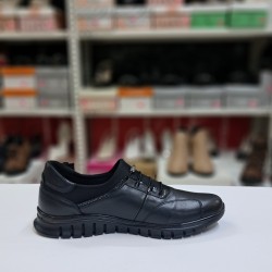 Ayak trendi ortopedik deri kauçuk taban kadın ayakkabı siyah