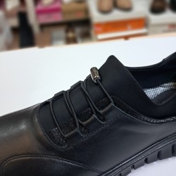 Ayak trendi ortopedik deri kauçuk taban kadın ayakkabı siyah