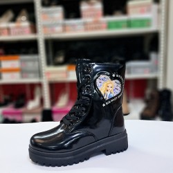 Twingo barbie detaylı rugan kız çocuk bot siyah