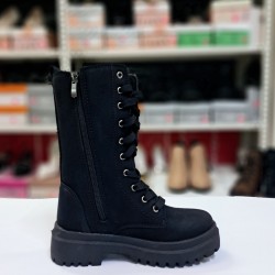 Twingo bağcıklı-fermuarlı kız çocuk bot siyah