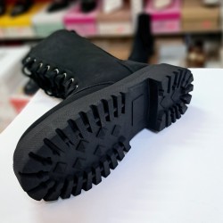 Twingo bağcıklı-fermuarlı kız çocuk bot siyah